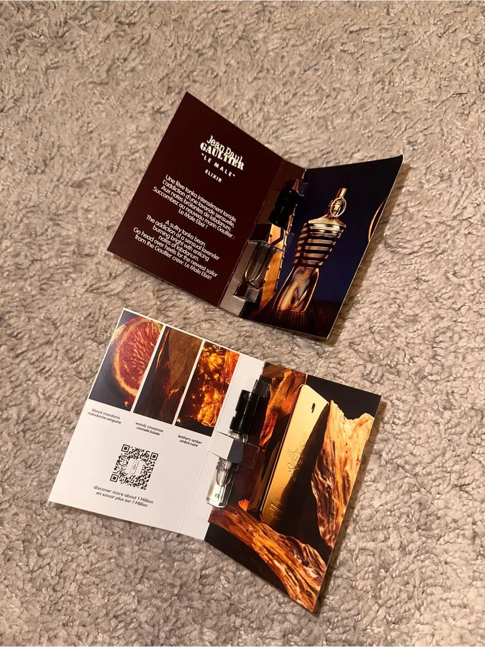 Jean Paul Gaultier Le Male Elixir Sample Card - Gold and Black samples